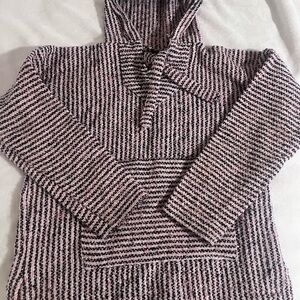 Pink and Black striped Poncho